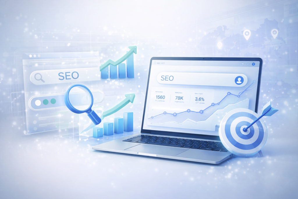 Analyse de données SEO sur ordinateur