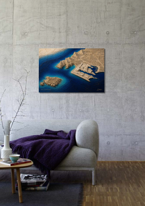 La Ciotat, format signature 80×53cm, dans un intérieur — vue 1